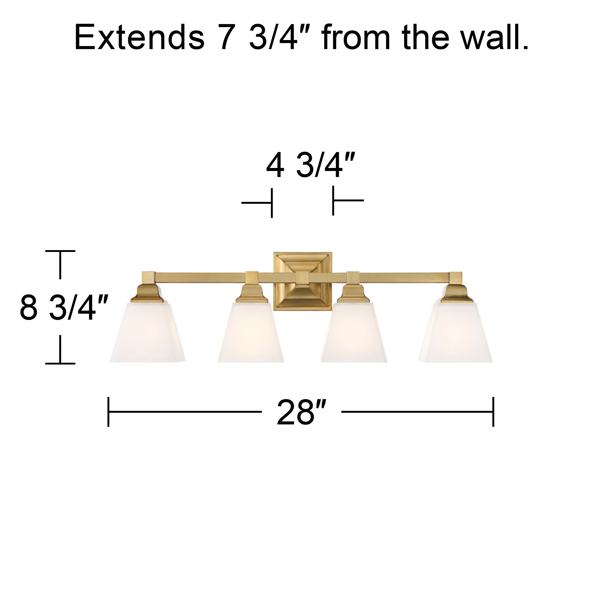Regency Hill Mencino-Opal 28" Wide Warm Brass and Glass Bath Light