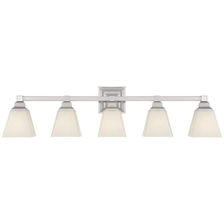 Image 2 Regency Hill Mencino-Opal 35 1/4 inch Satin Nickel and Glass Bath Light