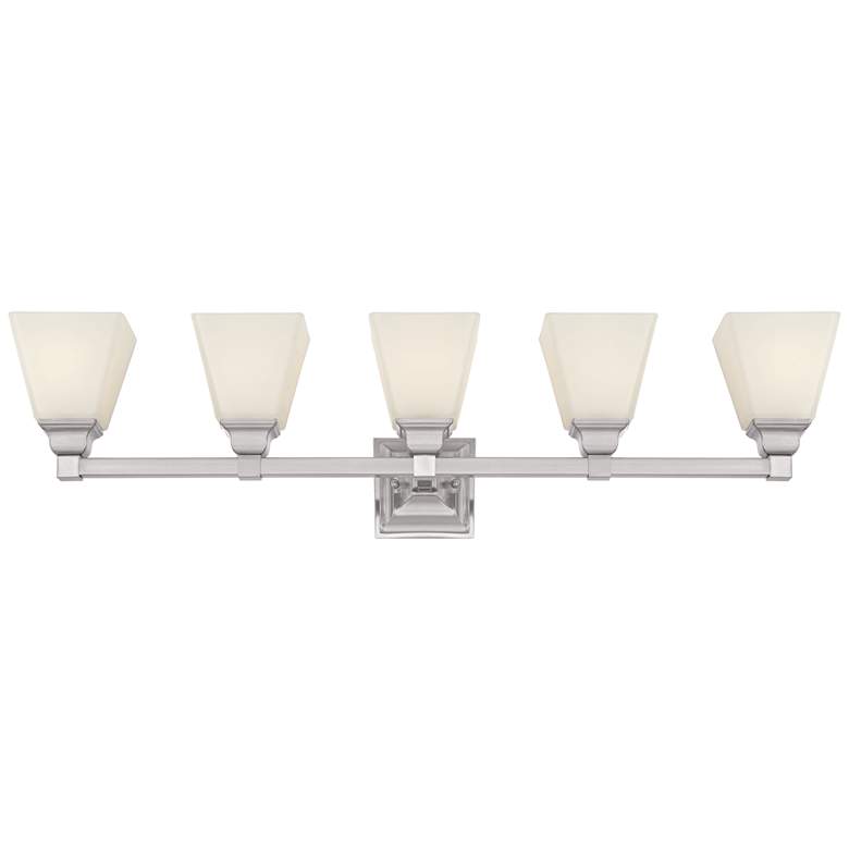 Image 4 Regency Hill Mencino-Opal 35 1/4" Satin Nickel and Glass Bath Light more views