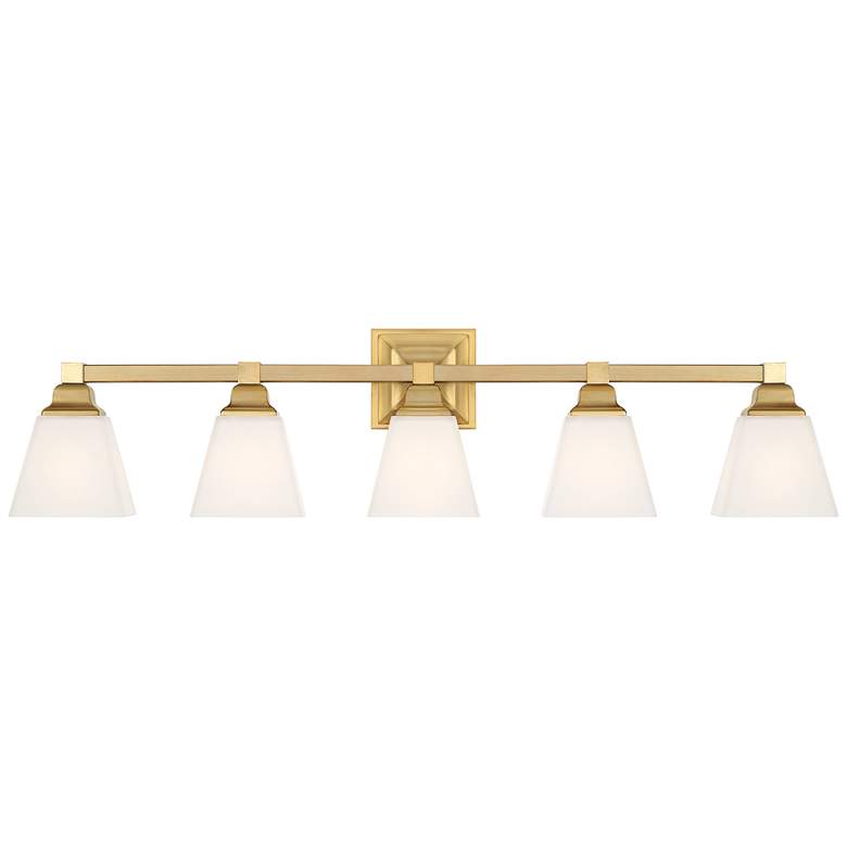 Image 2 Regency Hill Mencino-Opal 35 1/4" Warm Brass and Opal Glass Bath Light