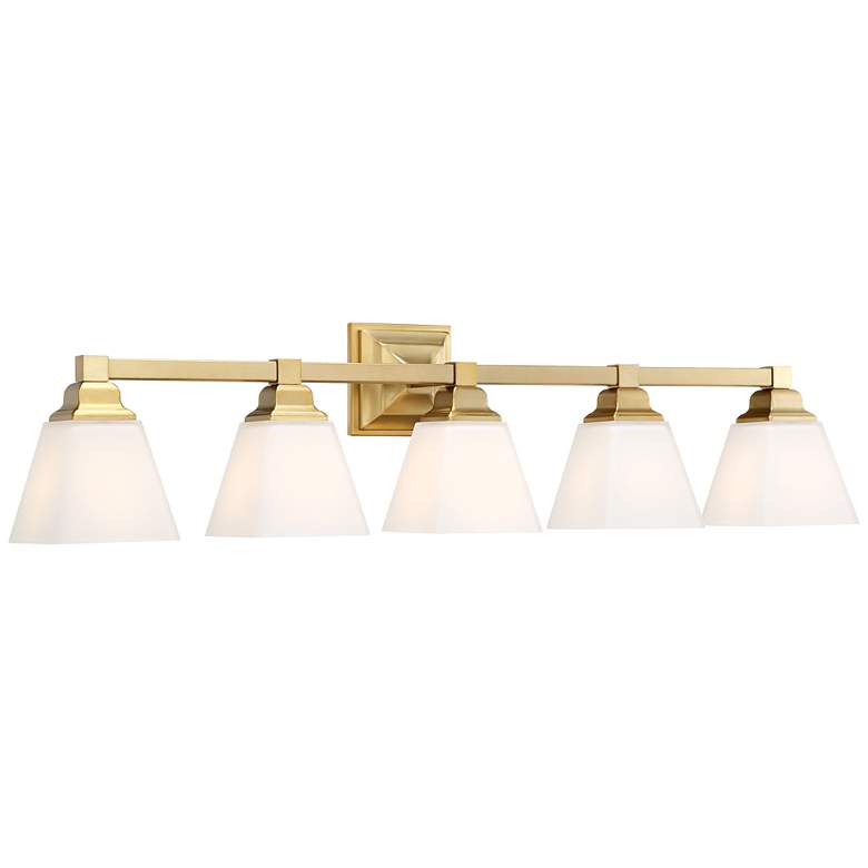 Image 4 Regency Hill Mencino-Opal 35 1/4" Warm Brass and Opal Glass Bath Light more views
