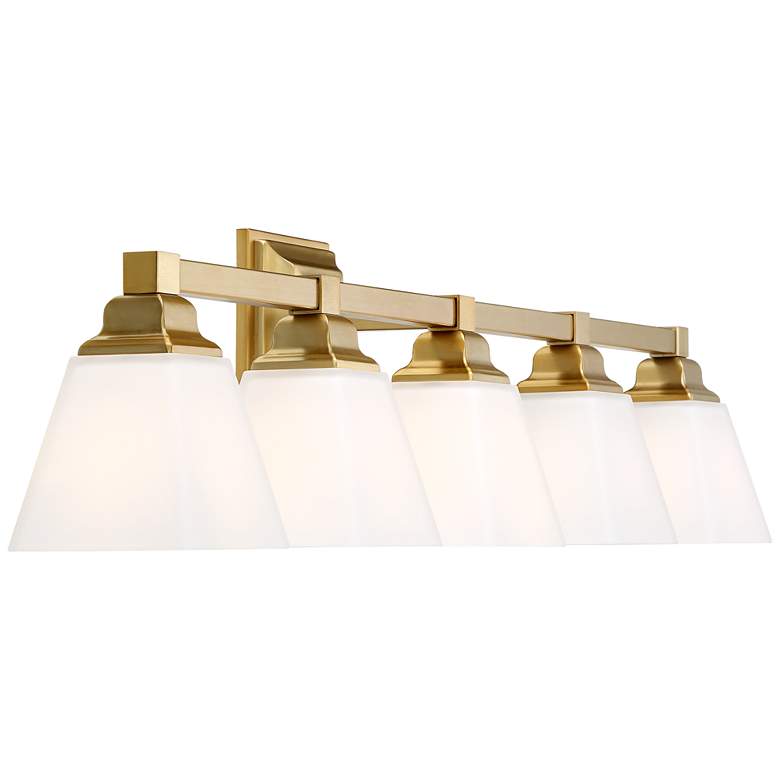 Image 5 Regency Hill Mencino-Opal 35 1/4" Warm Brass and Opal Glass Bath Light more views