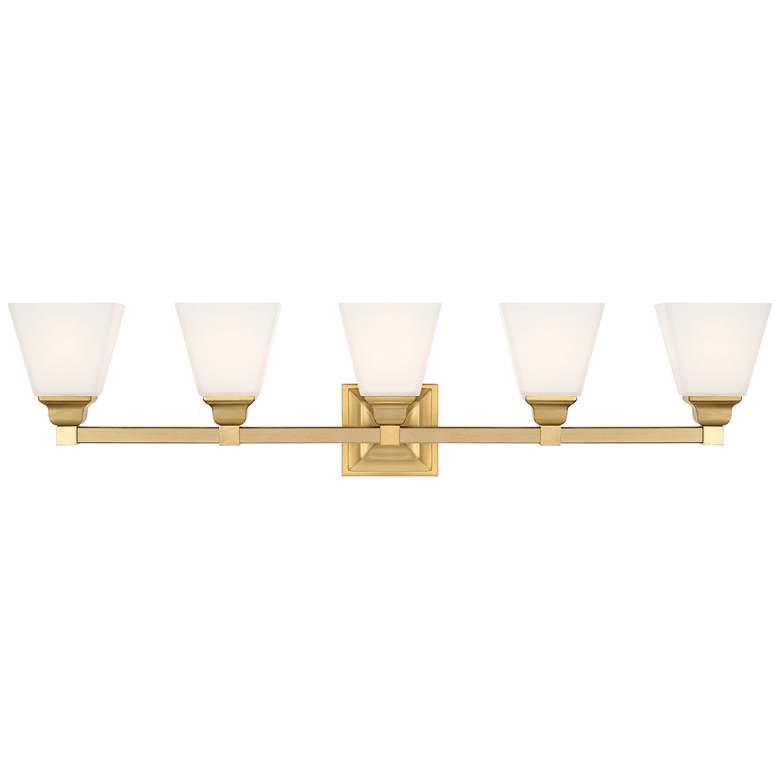 Image 6 Regency Hill Mencino-Opal 35 1/4" Warm Brass and Opal Glass Bath Light more views