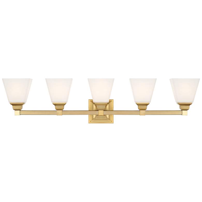 Image 6 Regency Hill Mencino-Opal 35 1/4 inch Warm Brass and Opal Glass Bath Light more views