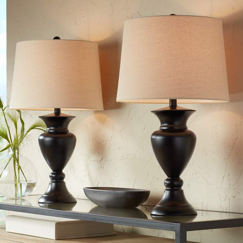 Image 1 Regency Hill Metal Urn 26" Traditional Bronze Table Lamps Set of 2