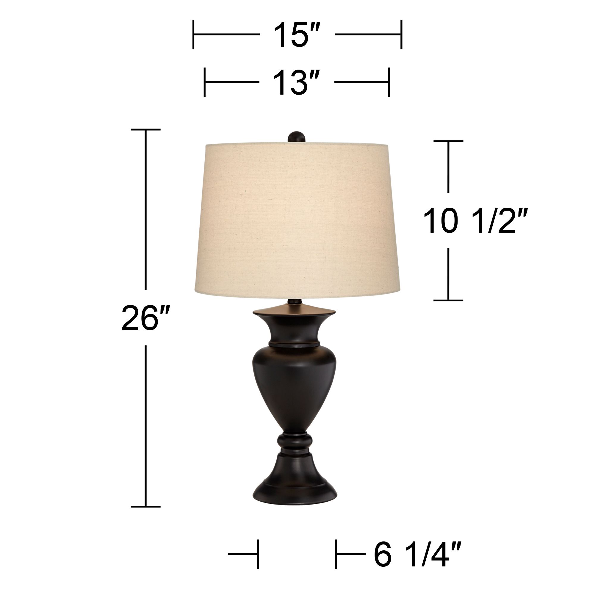 Regency Hill Metal Urn 26" Traditional Bronze Table Lamps Set of 2