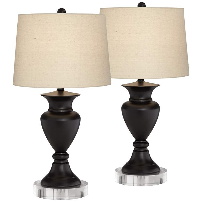 Image 1 Regency Hill Metal Urn Bronze Table Lamps With 8" Round Risers