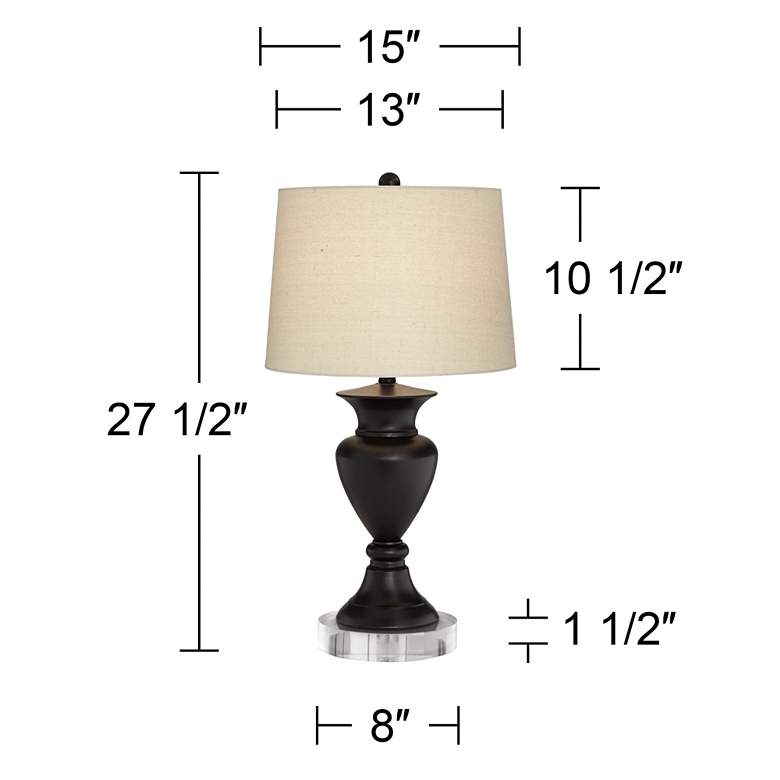 Image 5 Regency Hill Metal Urn Bronze Table Lamps With 8" Round Risers more views