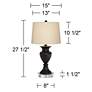Regency Hill Metal Urn Bronze Table Lamps With 8" Round Risers