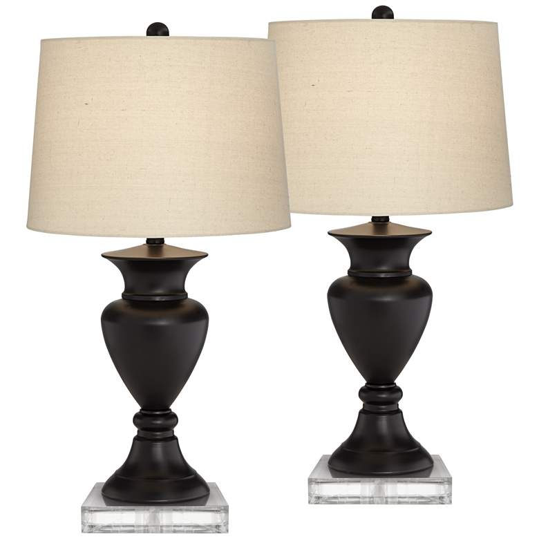 Image 1 Regency Hill Metal Urn Bronze Table Lamps With 8" Square Risers