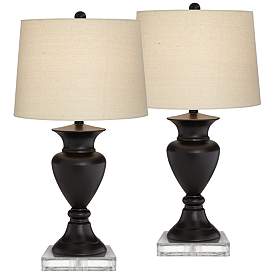Image1 of Regency Hill Metal Urn Bronze Table Lamps With 8" Square Risers