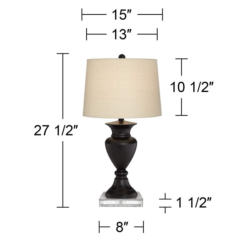 Image 5 Regency Hill Metal Urn Bronze Table Lamps With 8" Square Risers more views