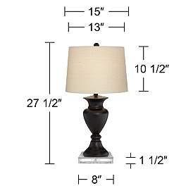Image5 of Regency Hill Metal Urn Bronze Table Lamps With 8" Square Risers more views