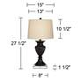 Regency Hill Metal Urn Bronze Table Lamps With 8" Square Risers