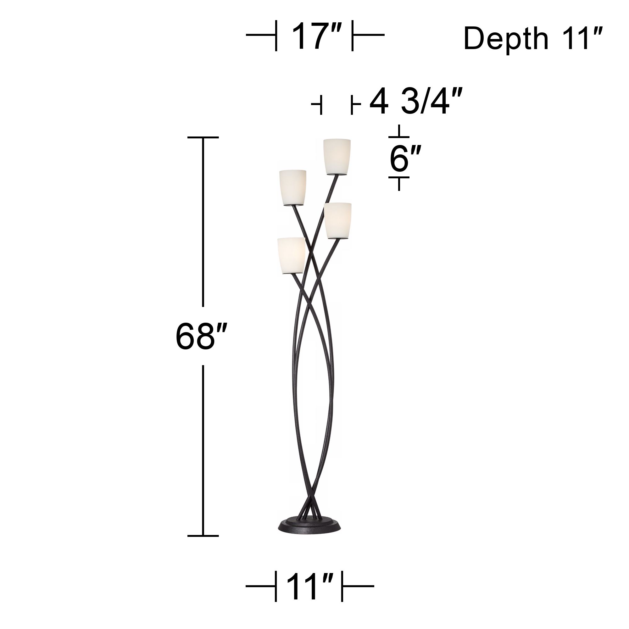 Image 3 Regency Hill Metro 68" Glass and Metal 4-Light Uplight Floor Lamp more views