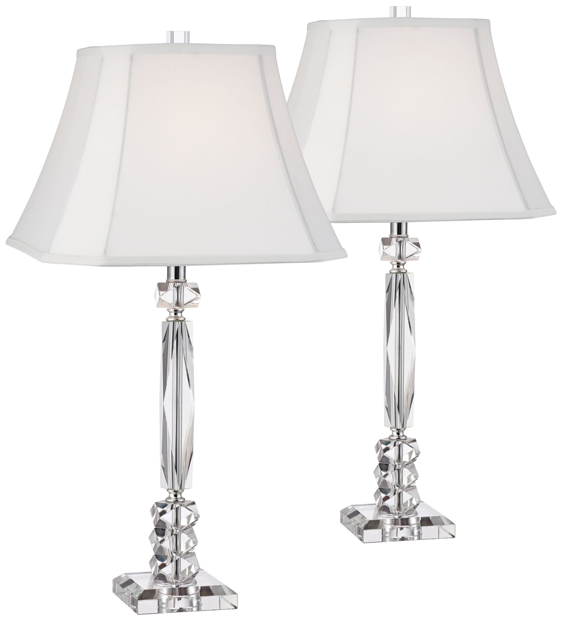 Image 2 Regency Hill Mitzie 25 1/2" Cut Crystal Column Table Lamp Set