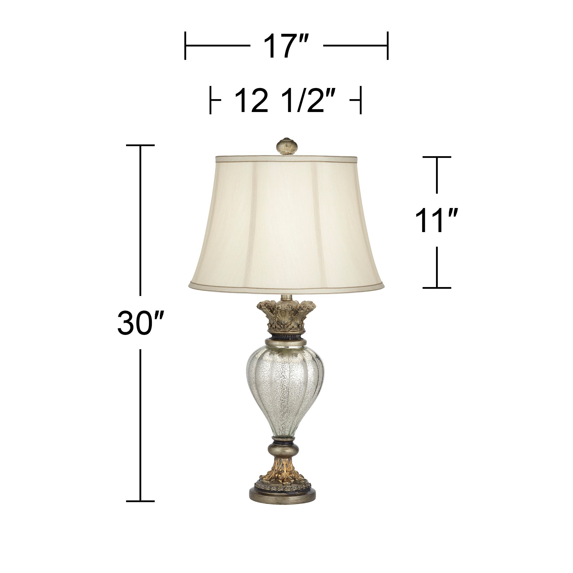 Regency Hill Montebello 30" Antique Gold Mercury Glass Table Lamp