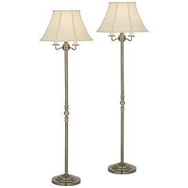 Image2 of Regency Hill Montebello 4-Light Brass Traditional Floor Lamps Set of 2