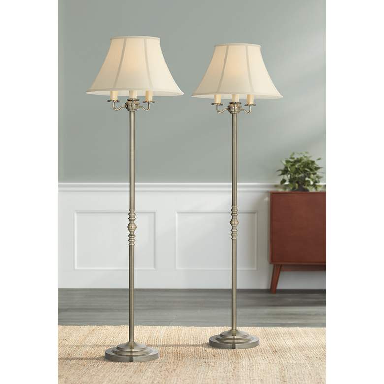 Image 1 Regency Hill Montebello 4-Light Brass Traditional Floor Lamps Set of 2
