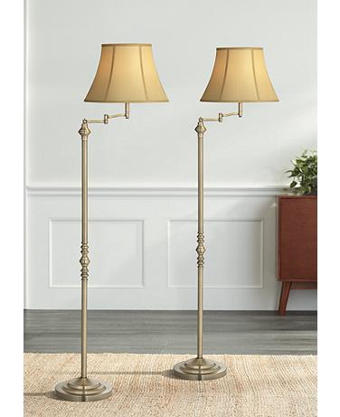 Regency Hill Montebello 60" Brass Swing Arm Floor Lamps Set of 2