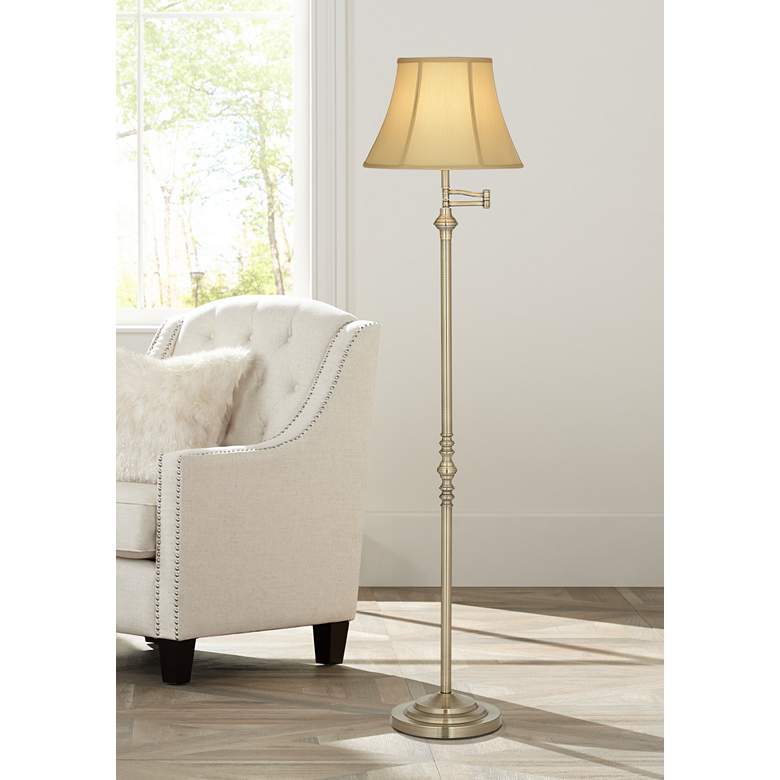 Image 7 Regency Hill Montebello 60" Brass Swing Arm Floor Lamps Set of 2 more views