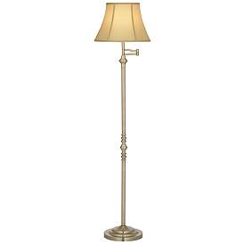 Image2 of Regency Hill Montebello 60" Traditional Brass Swing Arm Floor Lamp