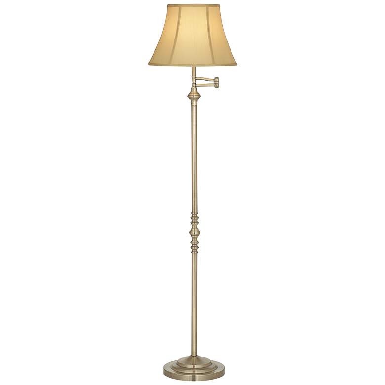 Image 2 Regency Hill Montebello 60" Traditional Brass Swing Arm Floor Lamp