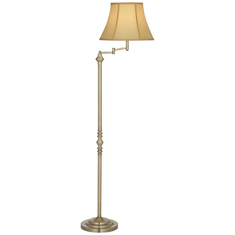 Image 6 Regency Hill Montebello 60" Traditional Brass Swing Arm Floor Lamp more views