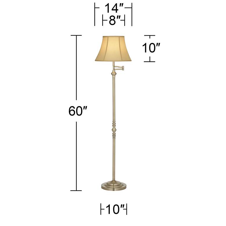Image 7 Regency Hill Montebello 60" Traditional Brass Swing Arm Floor Lamp more views