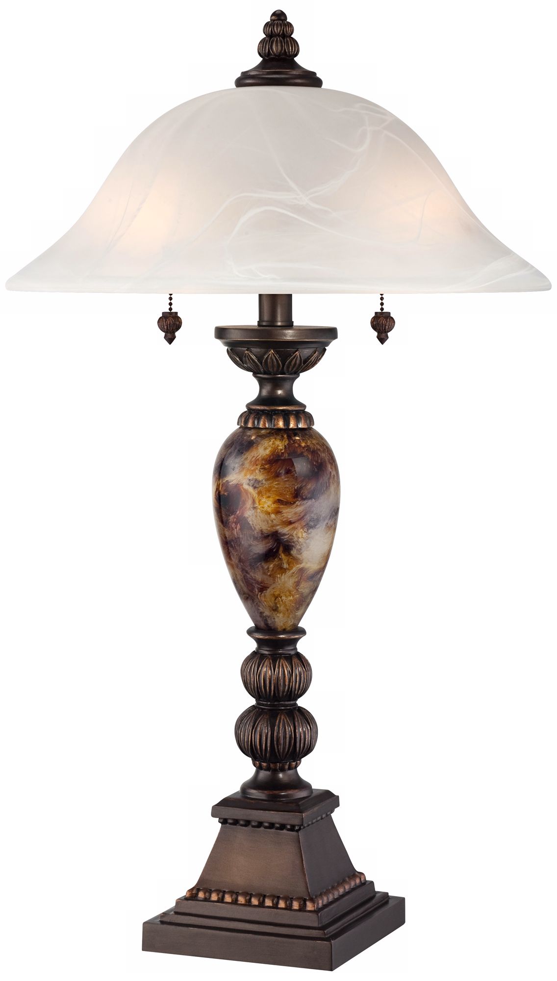 Regency Hill Mulholland 27" Faux Marble Alabaster Glass Table Lamp