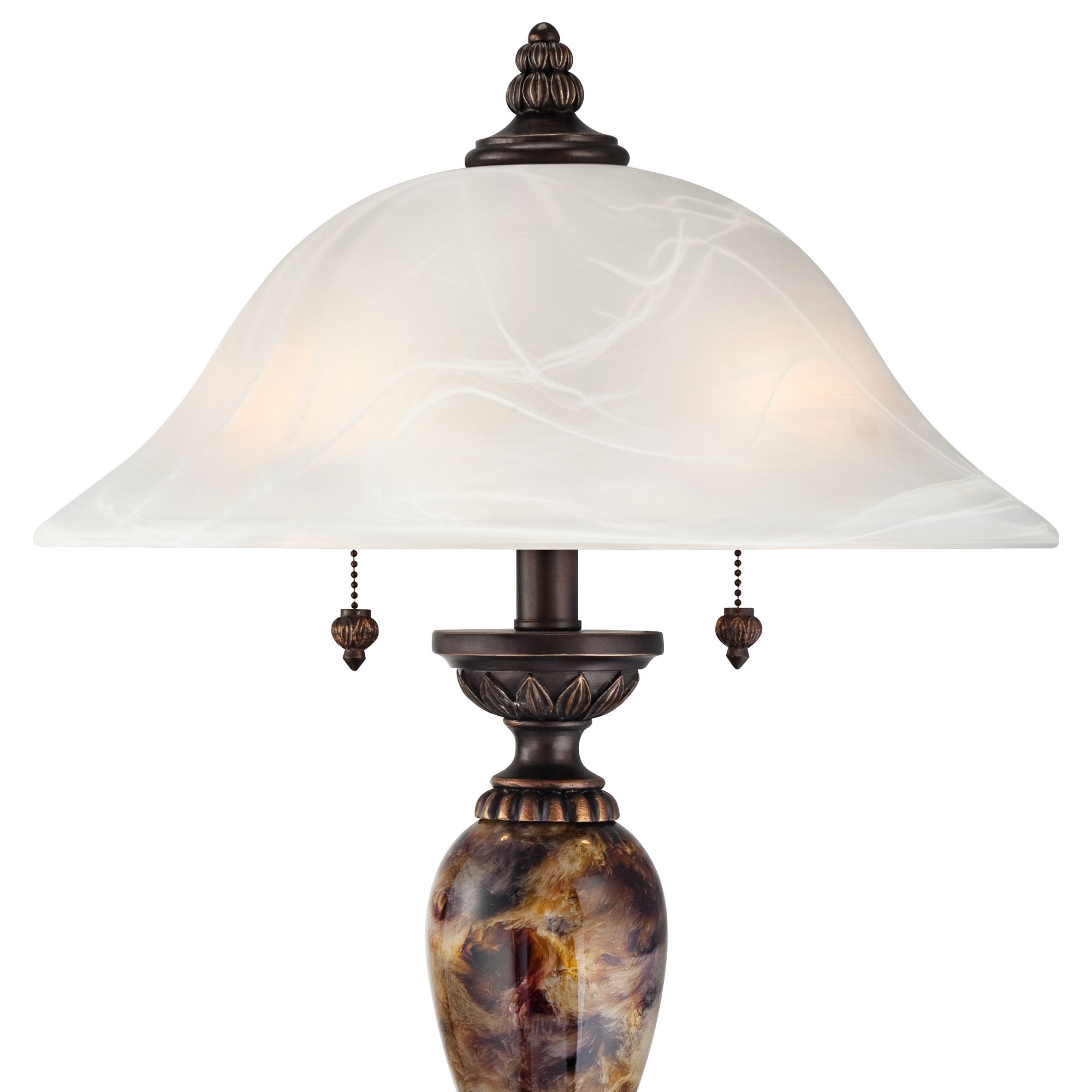 Image 4 Regency Hill Mulholland 27" Faux Marble Alabaster Glass Table Lamp more views