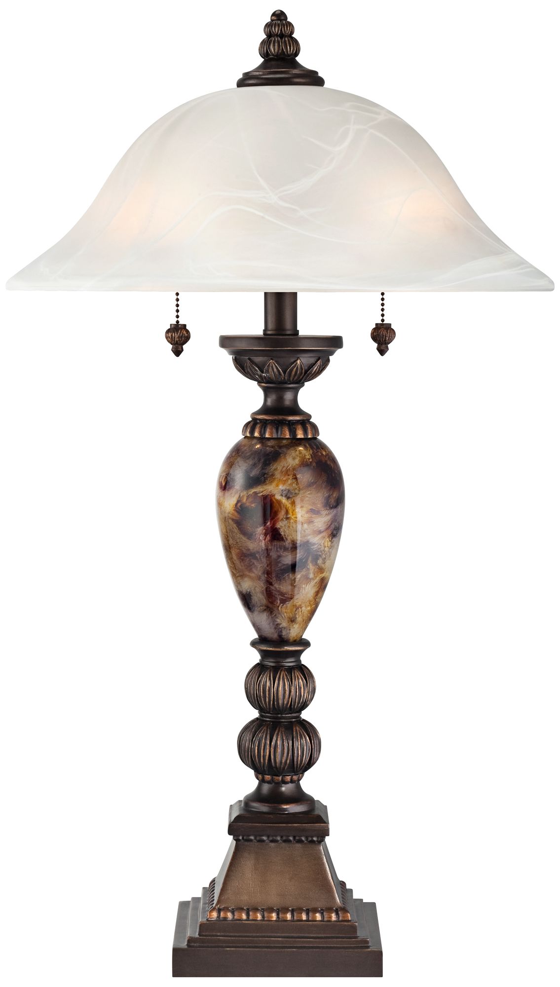 Image 6 Regency Hill Mulholland 27" Faux Marble Alabaster Glass Table Lamp more views