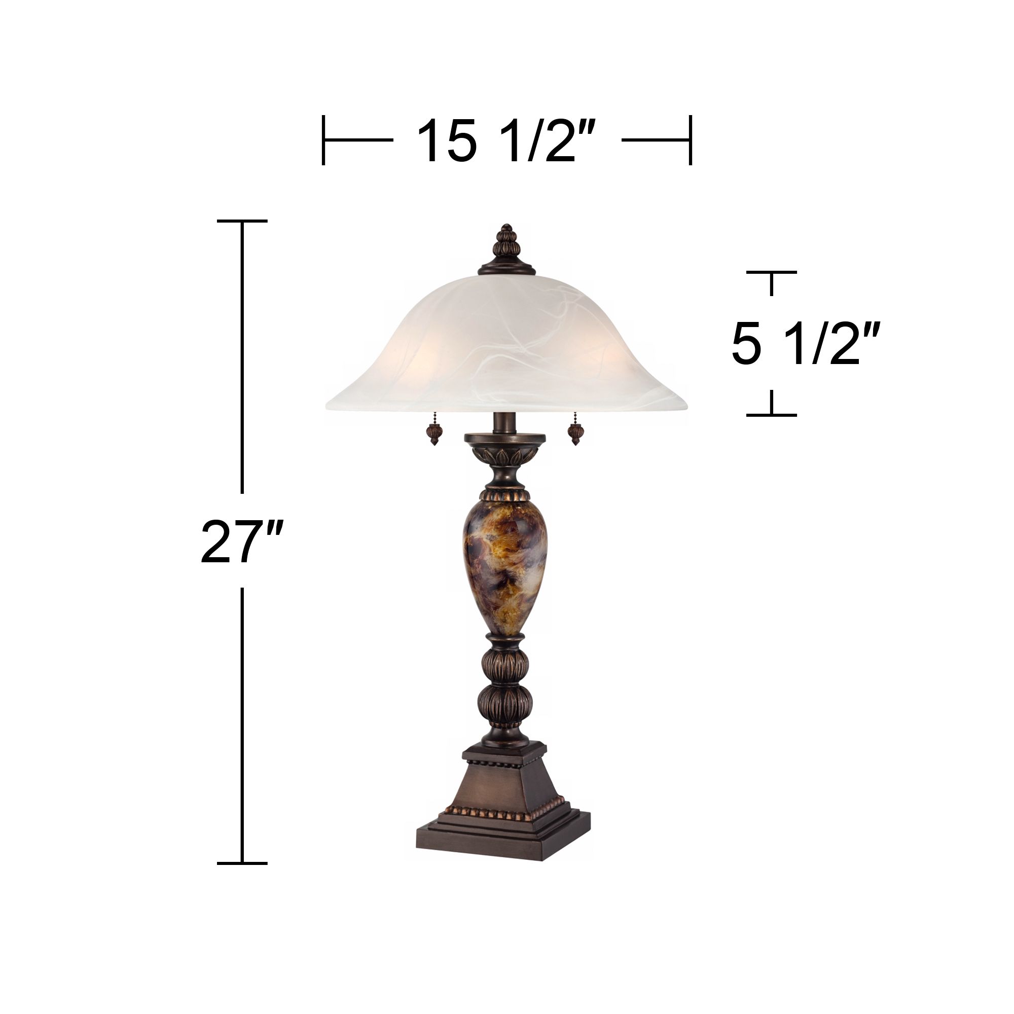 Image 7 Regency Hill Mulholland 27" Faux Marble Alabaster Glass Table Lamp more views