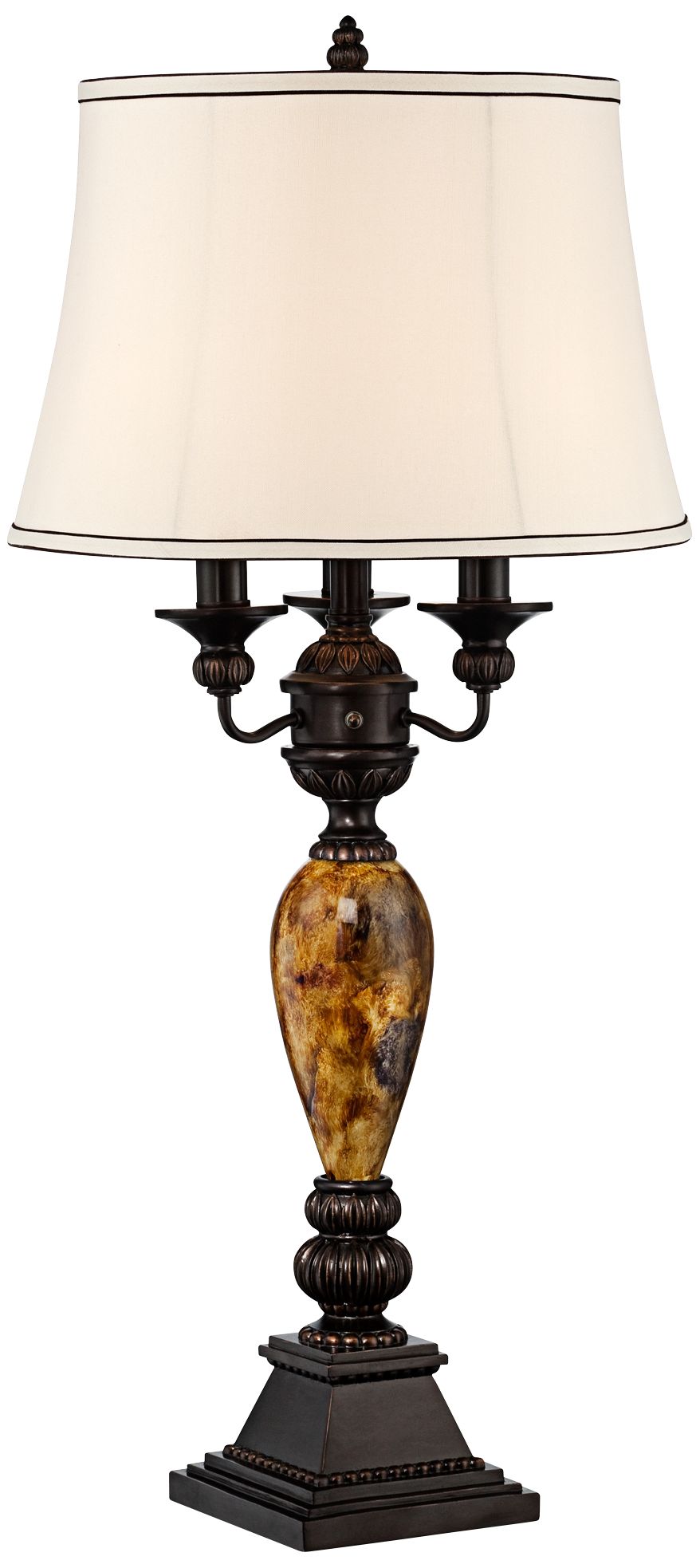 Image 2 Regency Hill Mulholland Traditional Table Lamp with USB Brown Dimmer Cord