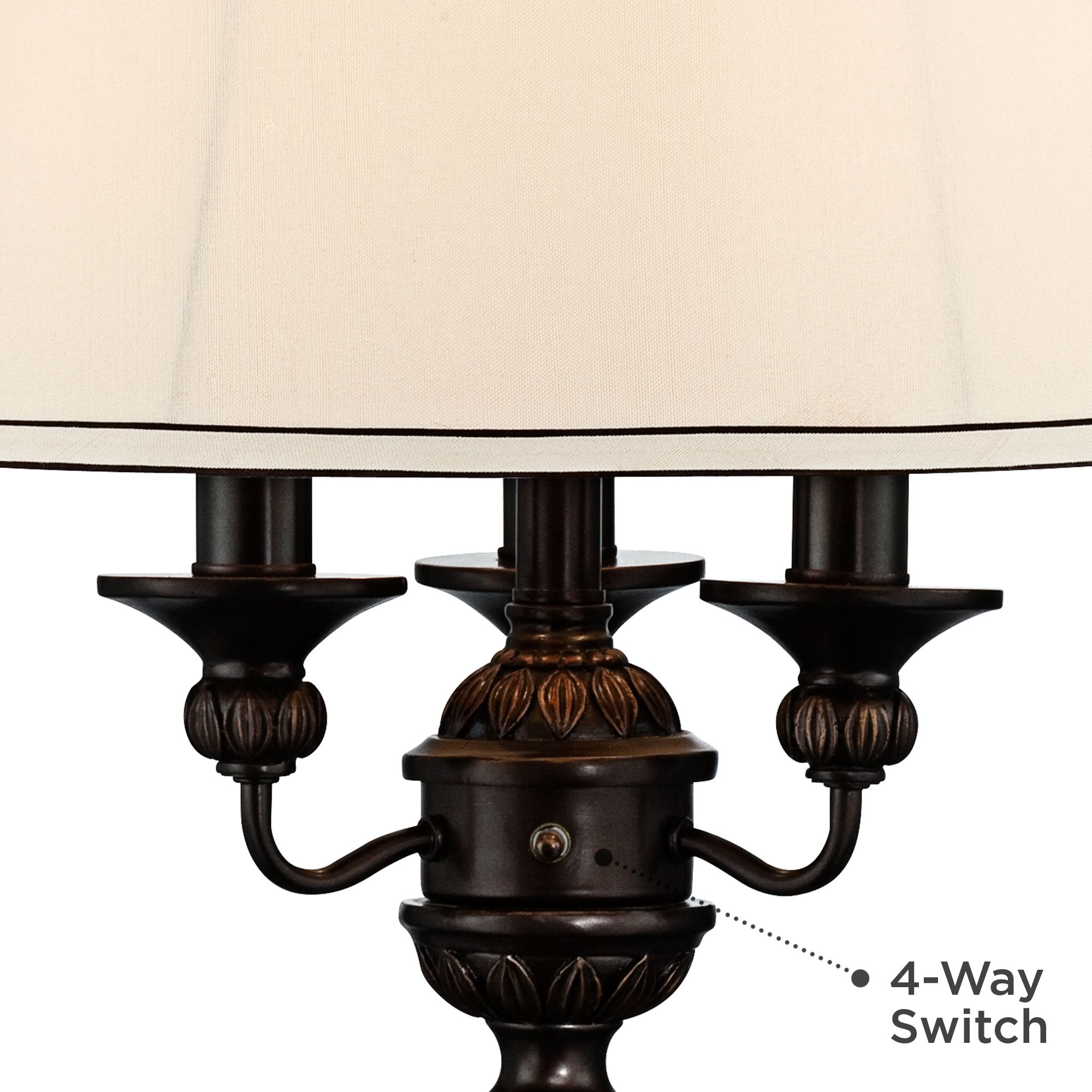 Image 4 Regency Hill Mulholland Traditional Table Lamp with USB Brown Dimmer Cord more views