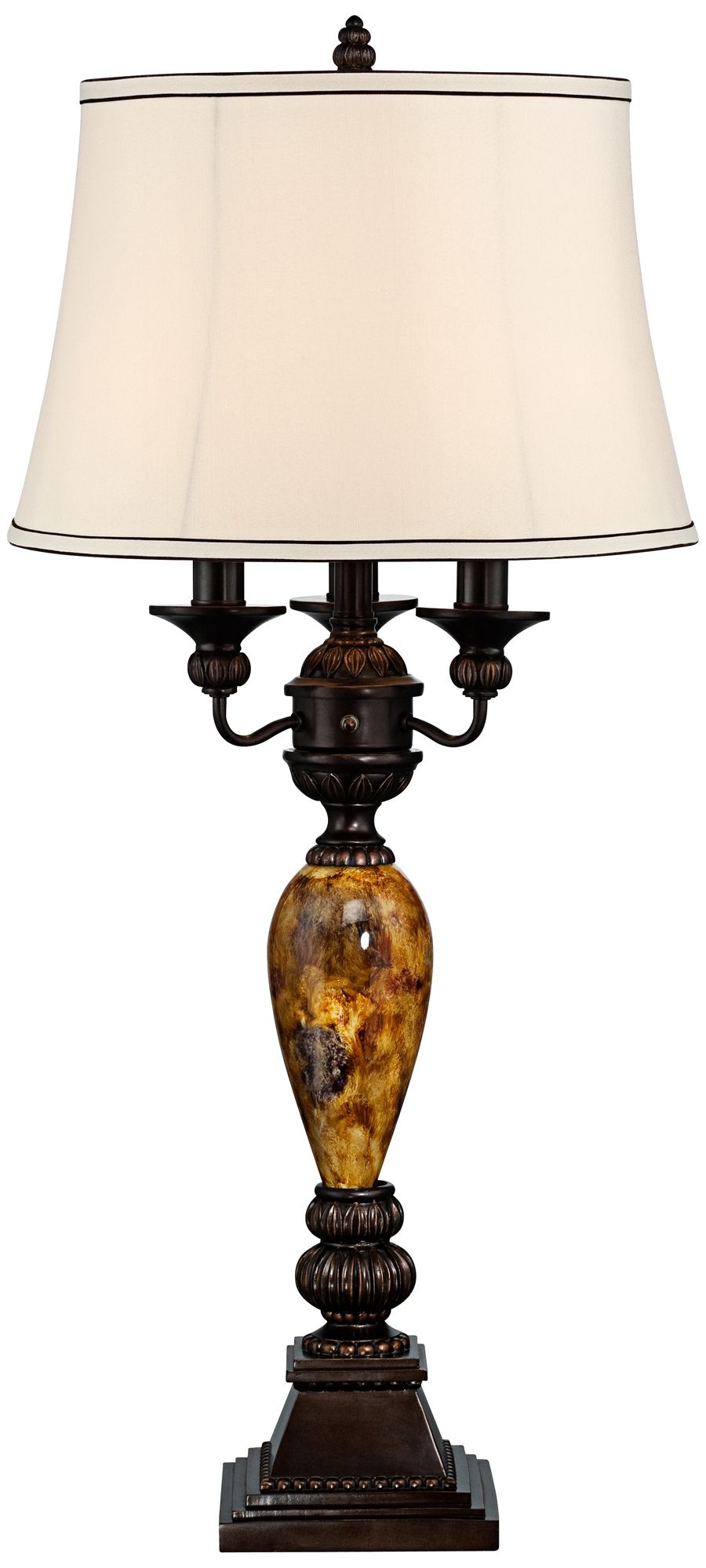 Regency Hill Mulholland Traditional Table Lamp with USB Brown Dimmer Cord