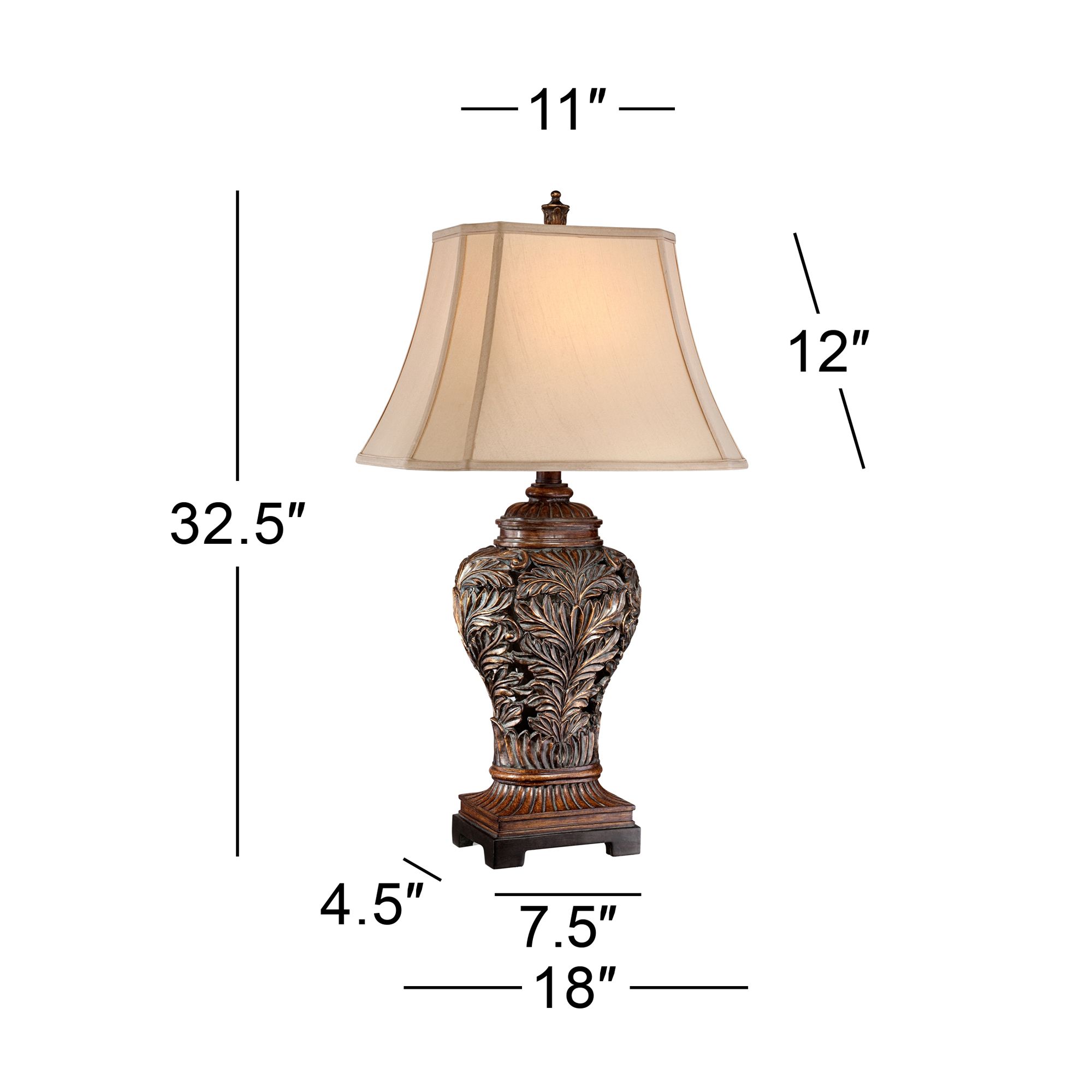 Regency Hill Oak 32 1/2" Leafwork Traditional Table Lamps Set of 2 in scene