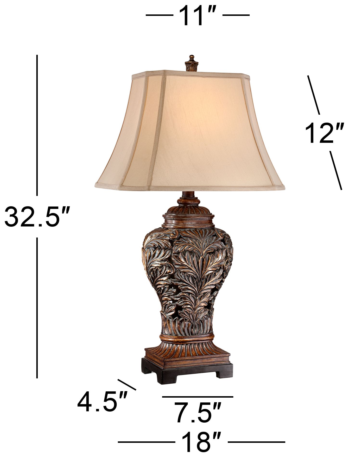 Regency Hill Oak 32 1/2" Leafwork Traditional Table Lamps Set of 2 in scene