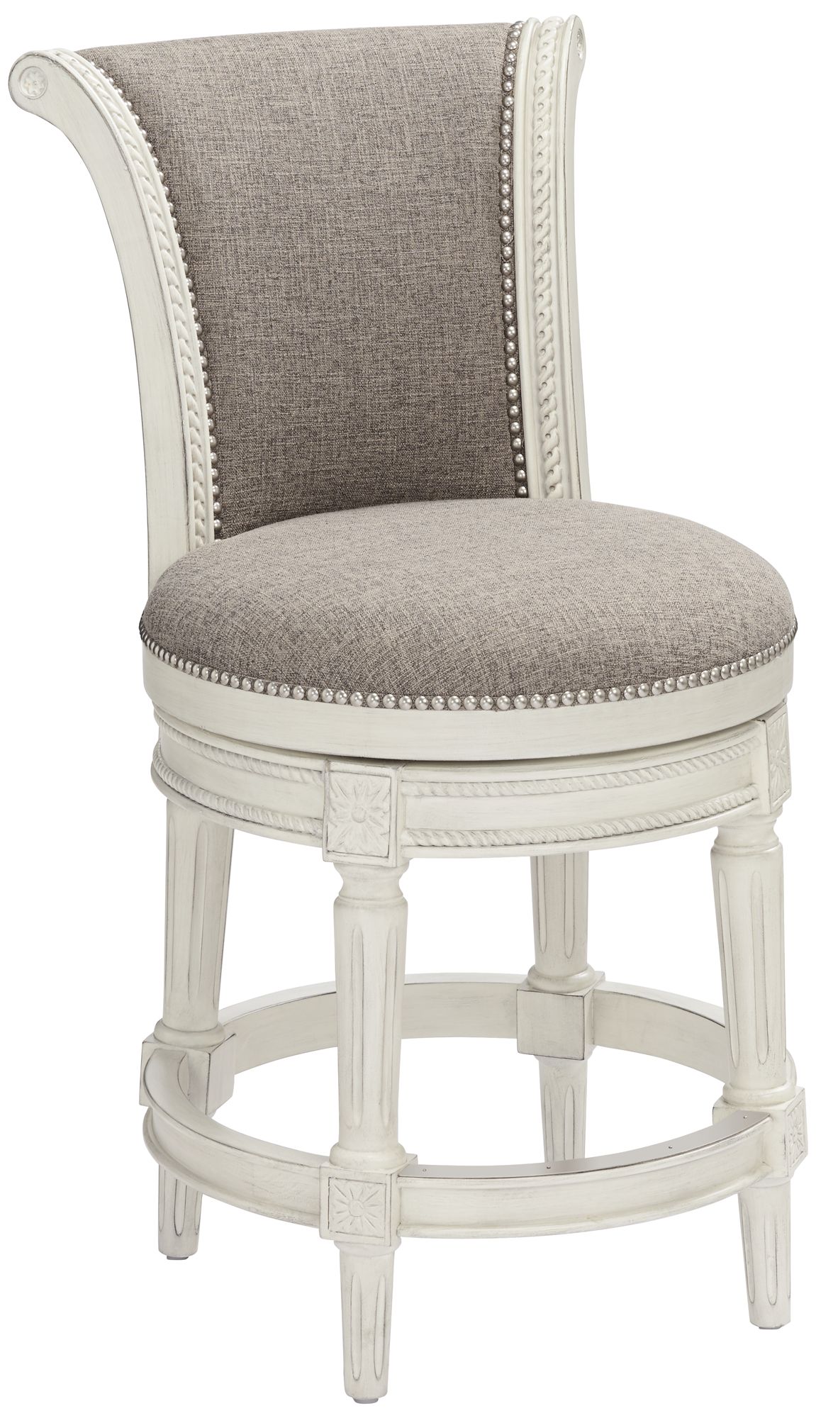 Image 3 Regency Hill Oliver 24 1/2" Pewter and White Swivel Counter Stool