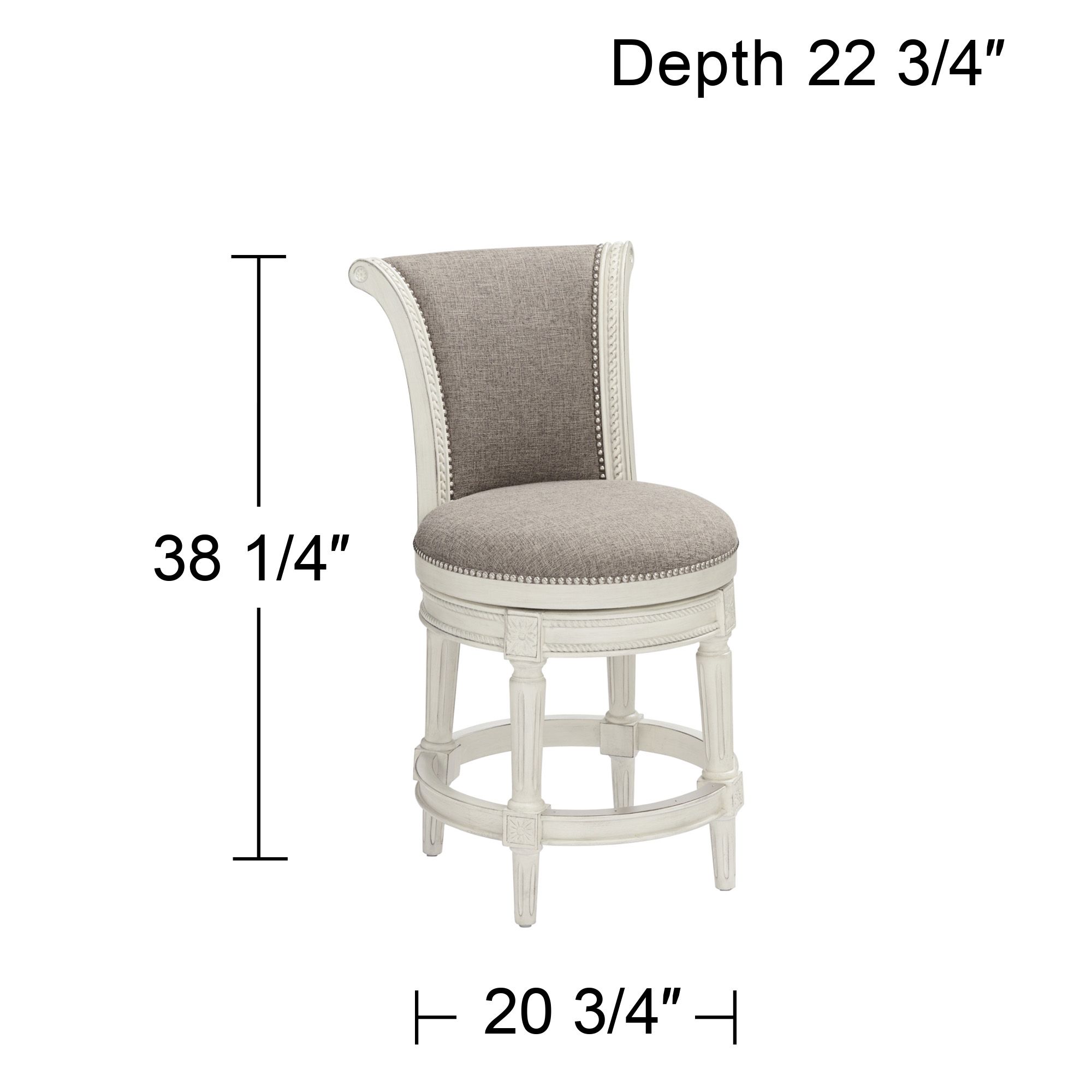 Regency Hill Oliver 24 1/2" Pewter and White Swivel Counter Stool in scene