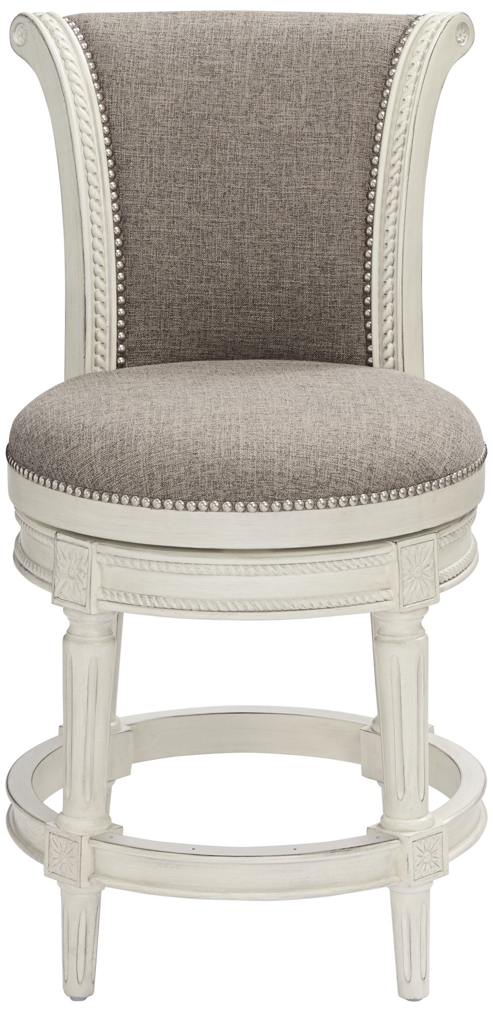 Regency Hill Oliver 24 1/2" Pewter and White Swivel Counter Stool in scene