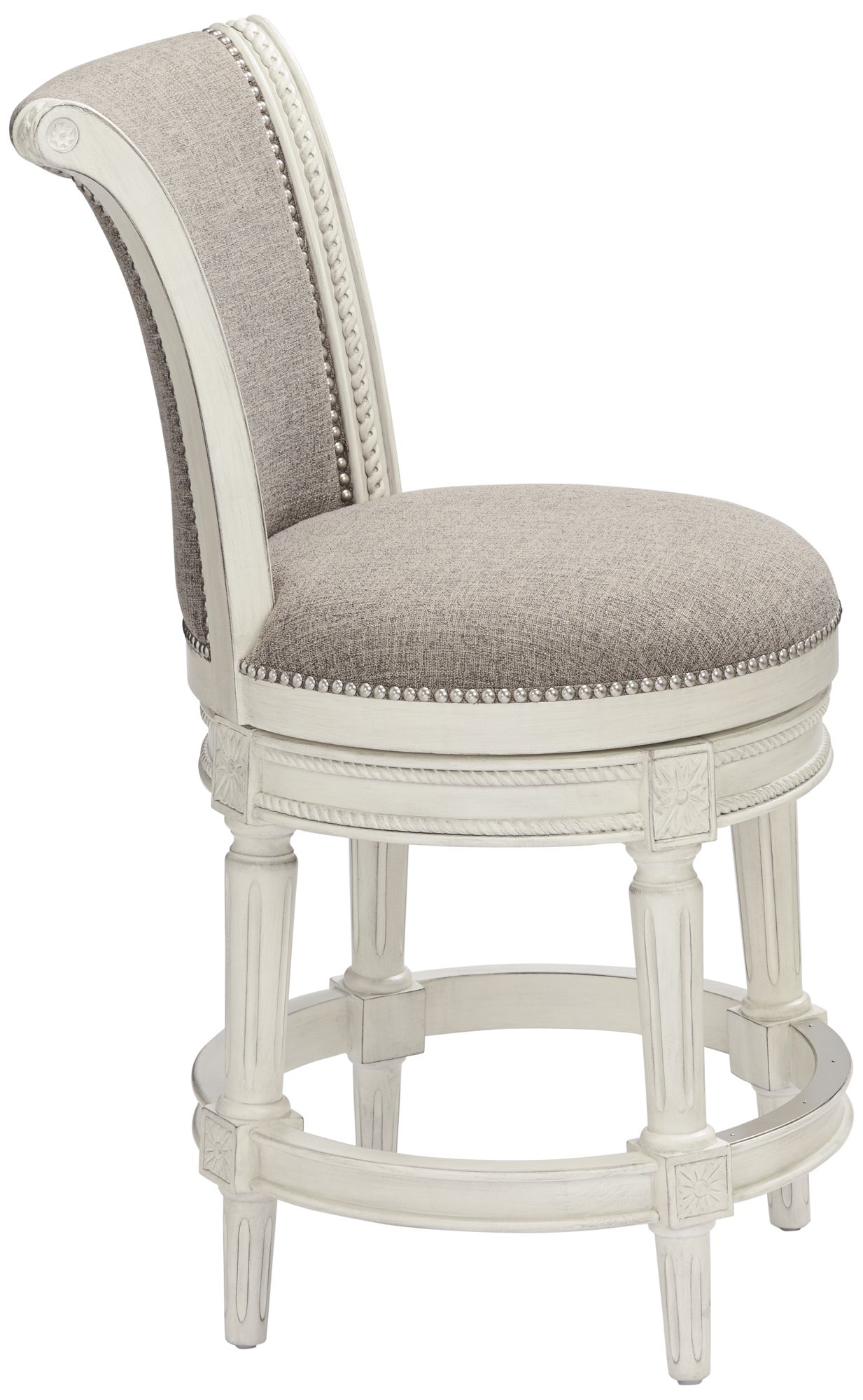 Regency Hill Oliver 24 1/2" Pewter and White Swivel Counter Stool in scene