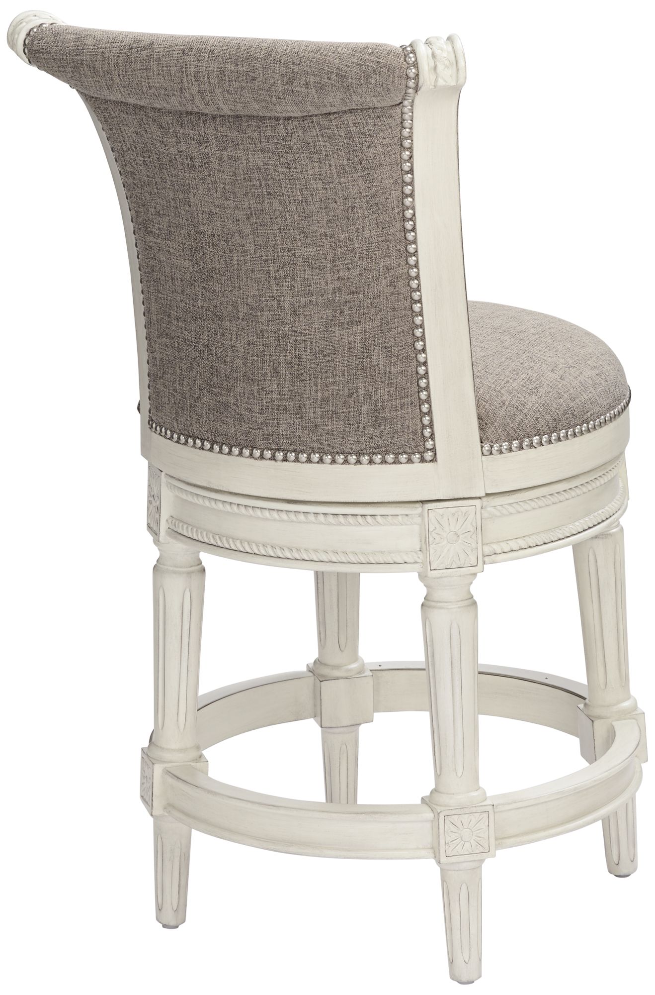 Regency Hill Oliver 24 1/2" Pewter and White Swivel Counter Stool in scene
