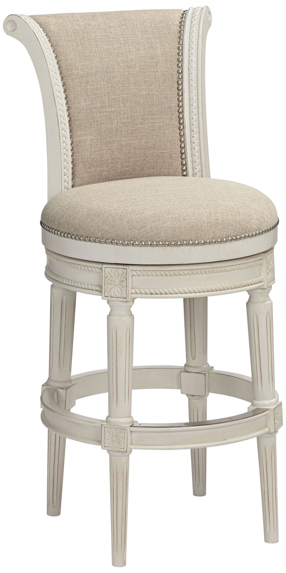 Image 2 Regency Hill Oliver 30 1/2" Cream Scroll Back Swivel Bar Stool