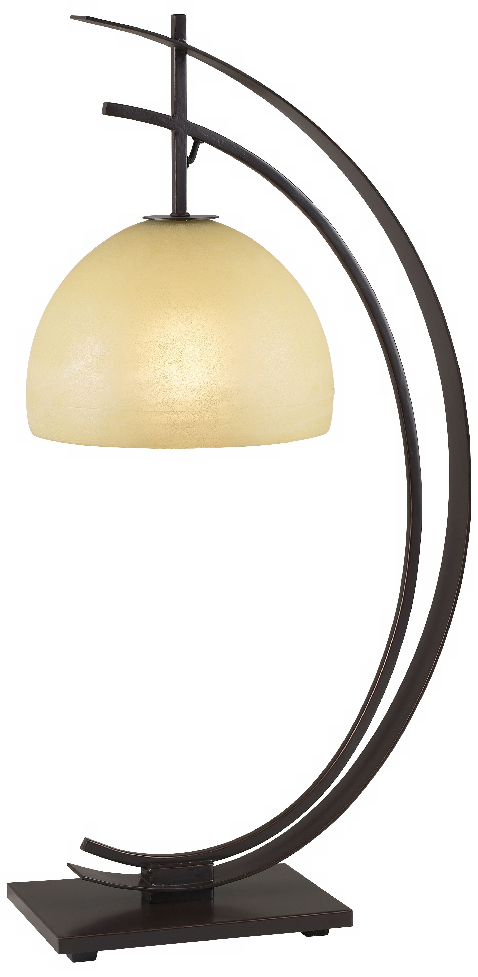 Image 2 Regency Hill Orbit 28" Bronze Arc with Amber Glass Accent Table Lamp