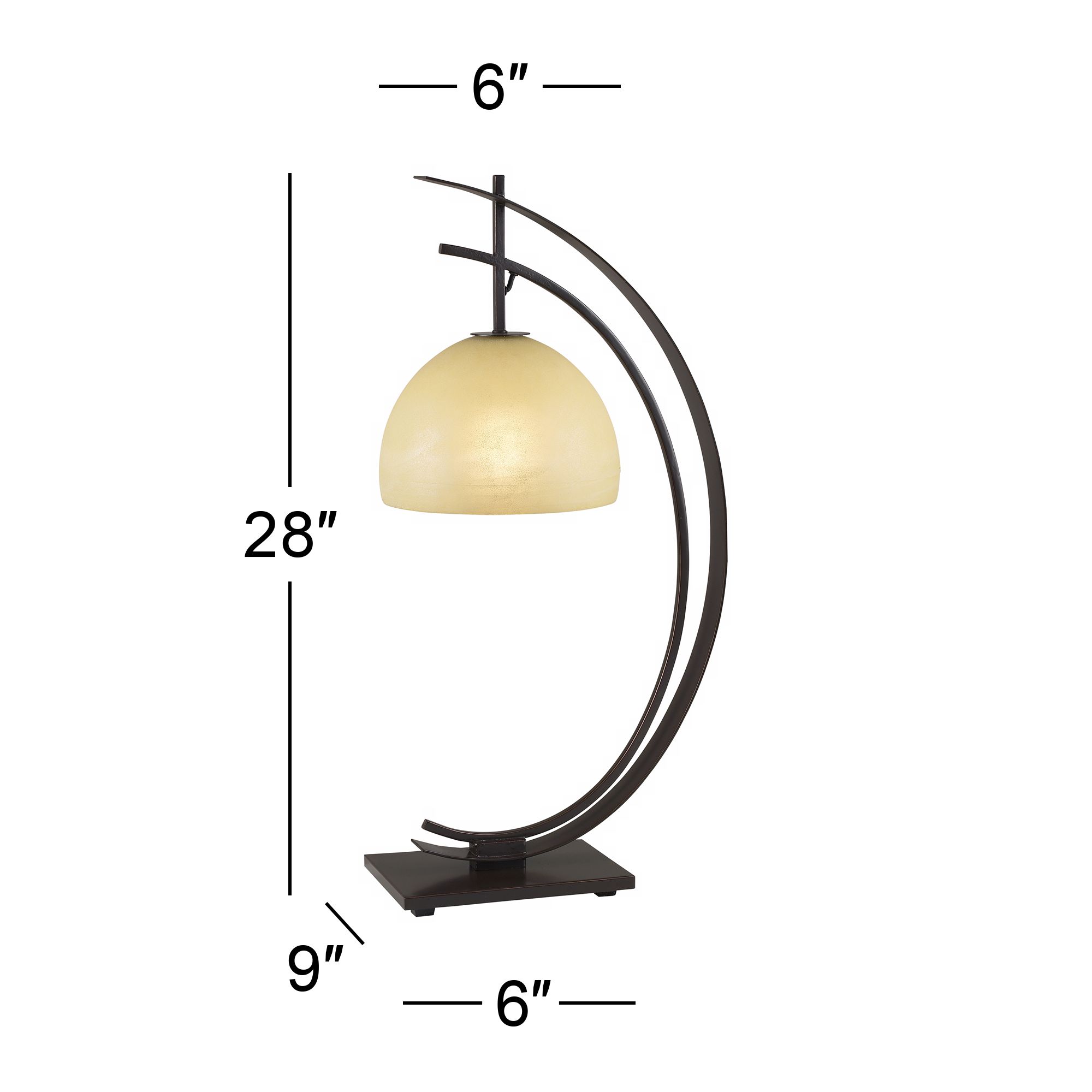 Image 3 Regency Hill Orbit 28" Bronze Arc with Amber Glass Accent Table Lamp more views