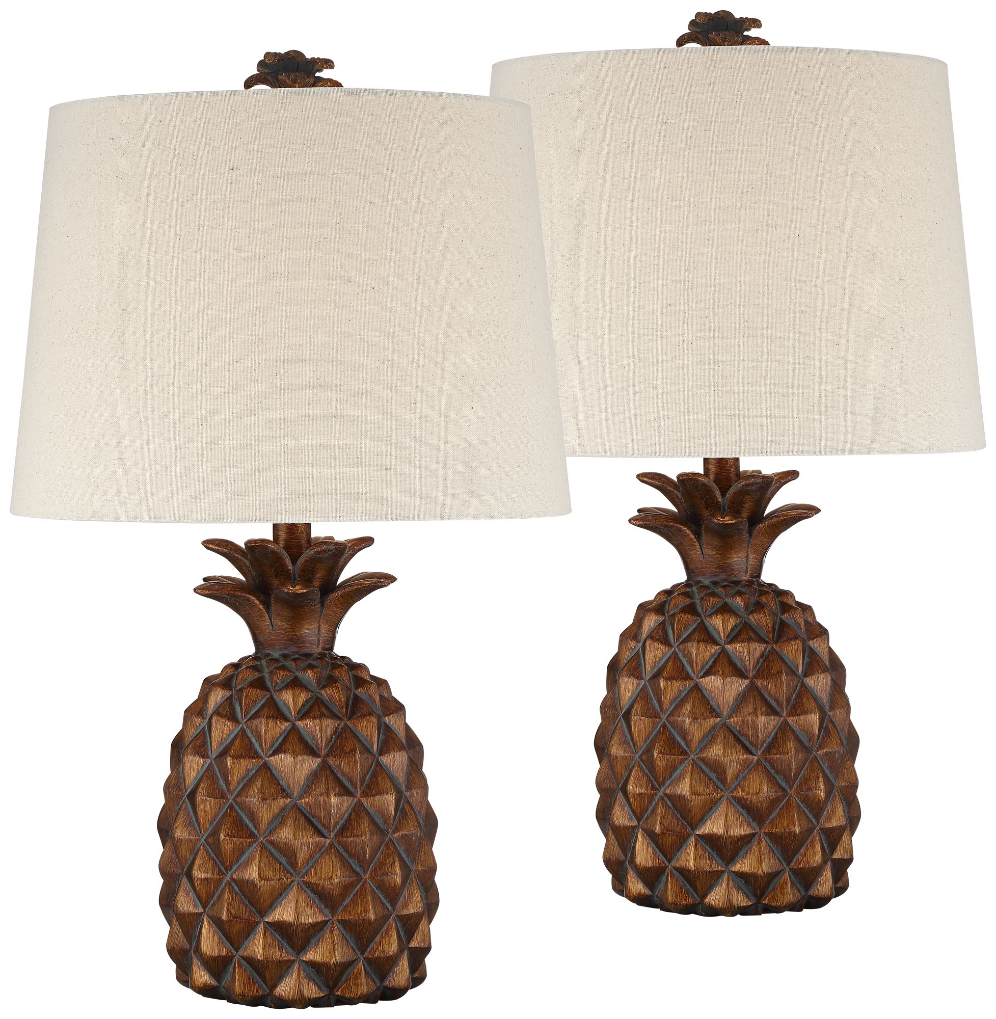 Image 2 Regency Hill Paget 23 3/4" Brown Pineapple Accent Table Lamps Set of 2