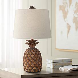 Image1 of Regency Hill Paget 23 3/4" Brown Pineapple Accent Table Lamp