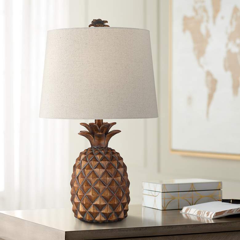 Image 1 Regency Hill Paget 23 3/4" Brown Pineapple Accent Table Lamp