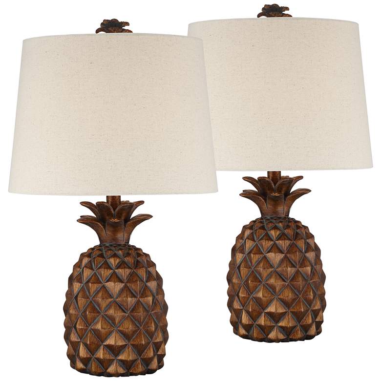 Image 2 Regency Hill Paget 23 3/4" Brown Pineapple Accent Table Lamps Set of 2
